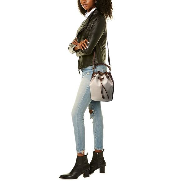 Michael Kors Collection Canvas & Leather Bucket Bag, White - Picture 4 of 4